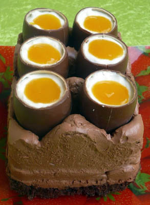 Шоколадный чизкейк с шоколадными яйцами