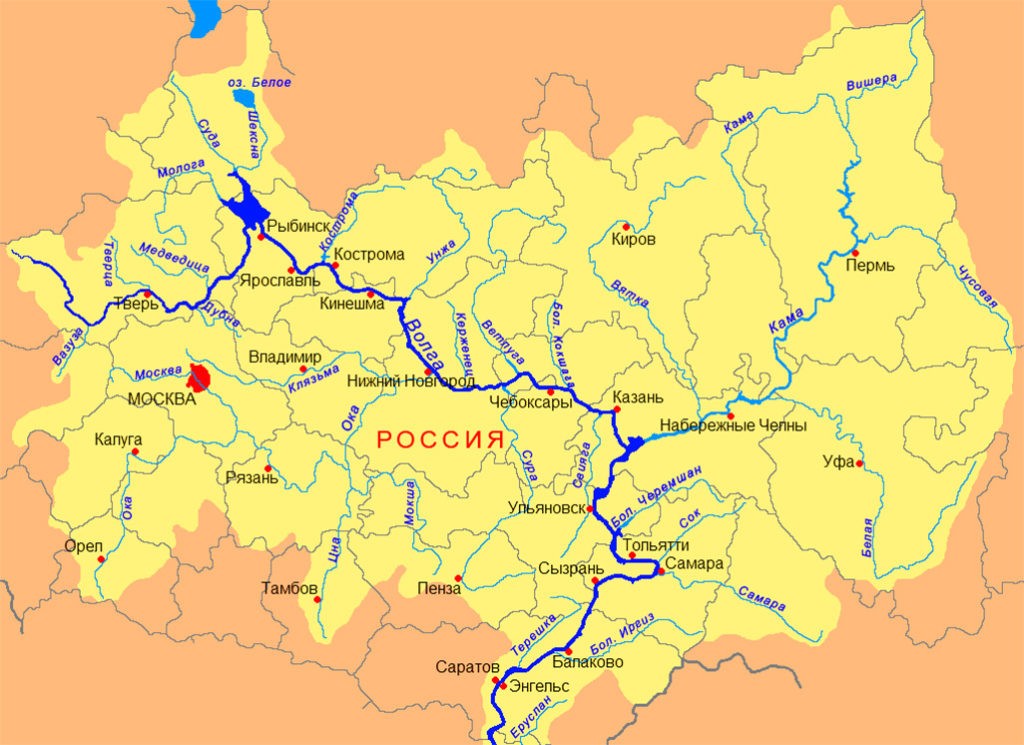Волга и Кама на карте