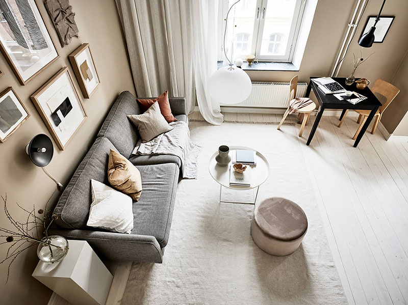 Маленькая квартира в песочных оттенках в скандинавском стиле Маленькая квартира в песочных оттенках в скандинавском стиле Гетеборг,желтый цвет,интерьер и дизайн,квартира,малометражка,Скандинавский стиль,Швеция