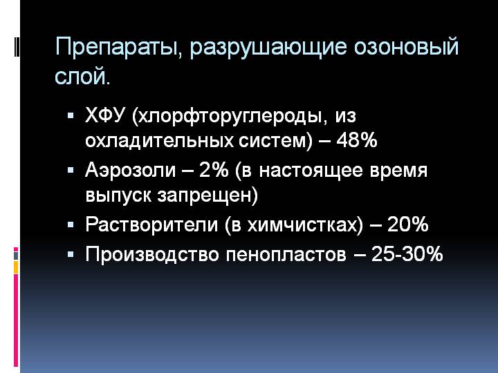 Какое вещество разрушает озоновый слой