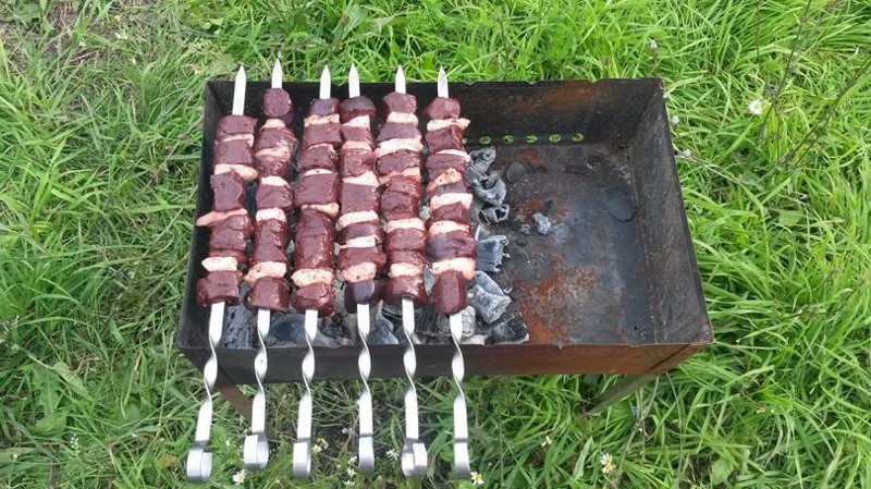 Шашлык из печени с курдюком еда, своими руками, шашлык
