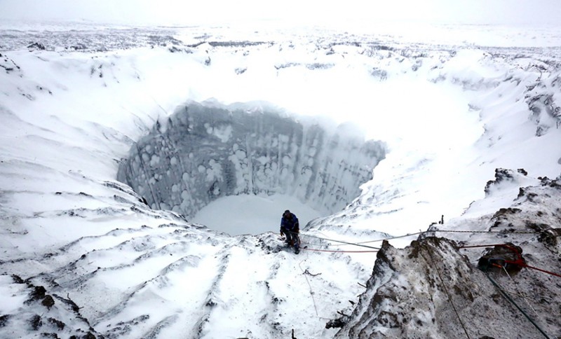 Ямальский кратер земля, красота, природа, россия