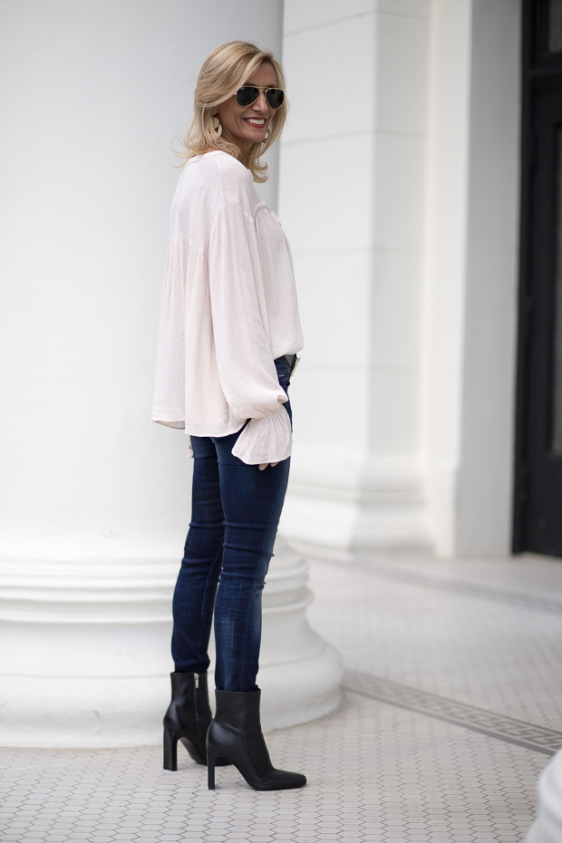 Metallic Stripe Nude Blouse