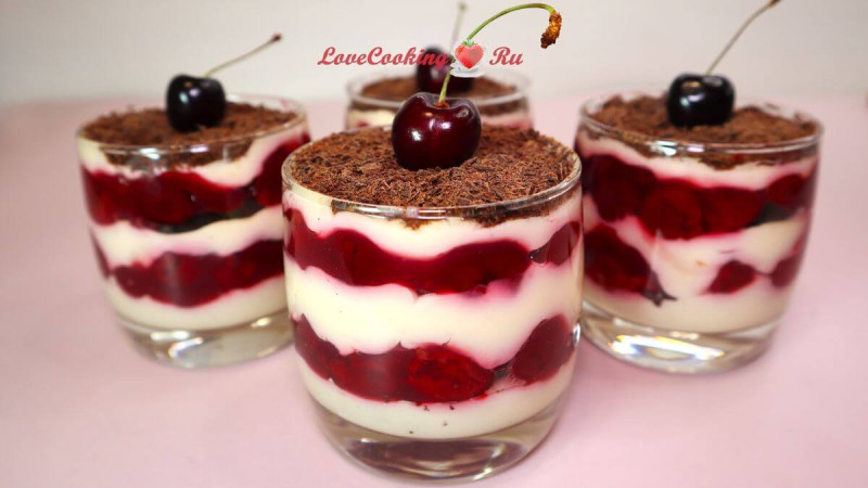 Трайфлы с вишней | Десерт в стакане