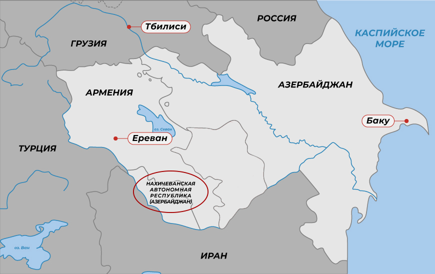 Карта азербайджана и армении и грузии