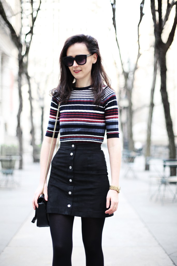 Stripe Top and Button Up Skirt 2