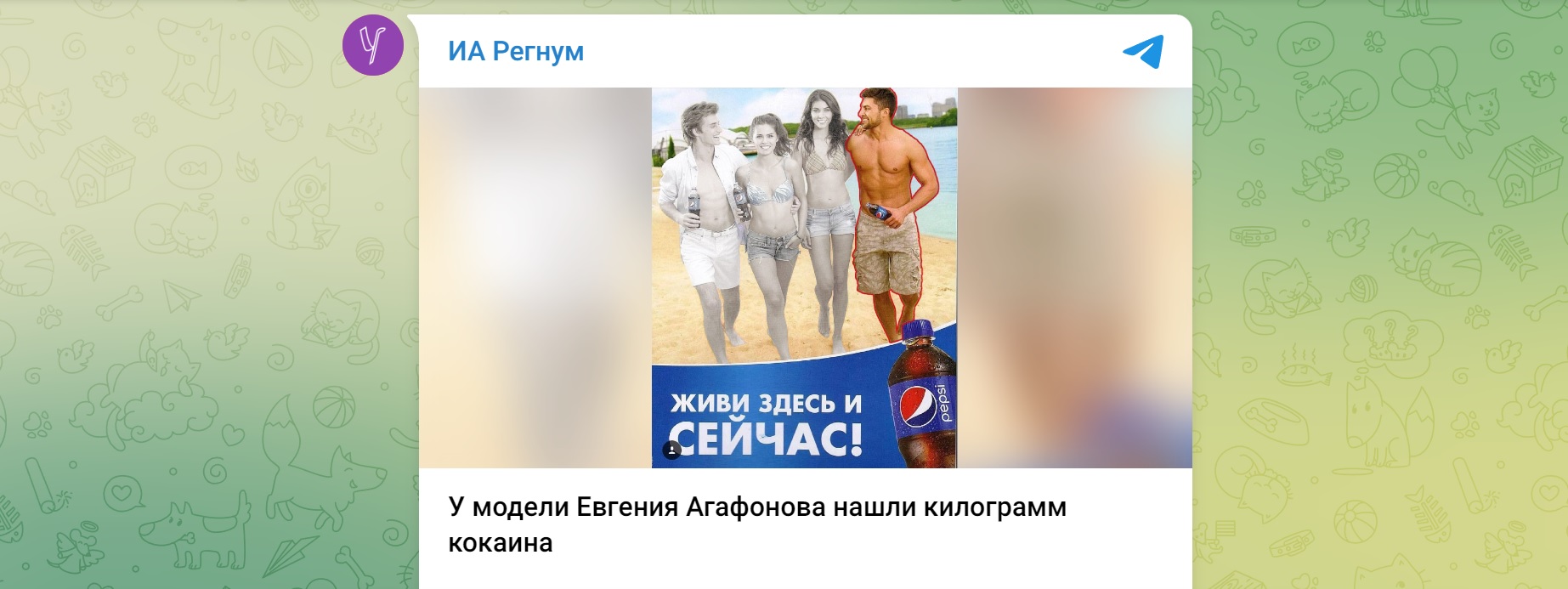 Модель из рекламы Pepsi задержали с килограммом кокаина в Подмосковье