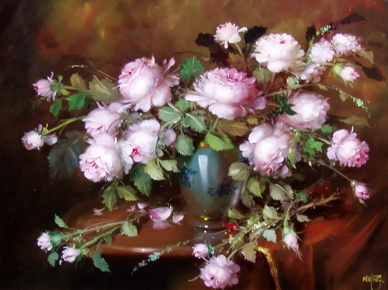 Ах, сколько в розовых цветках надежды светлой! Венгерский художник Furst Jozsef живопись