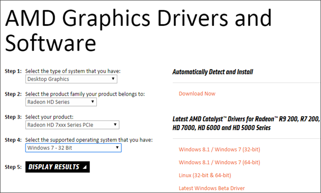 поиск драйвера для видеокарты AMD Radeon