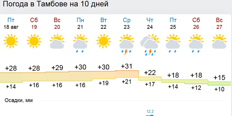 Погода на 14 дней тамбовская