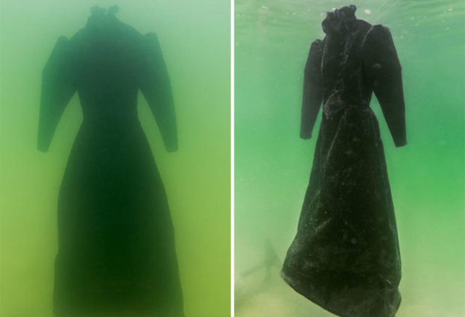 Одежду опустили на 2 года в воду Мертвого моря и стали наблюдать Арт-проект,мертвое море,Пространство,Сигалит Ландау,Соленая невеста
