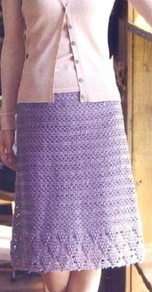 Сиреневая юбка крючком
