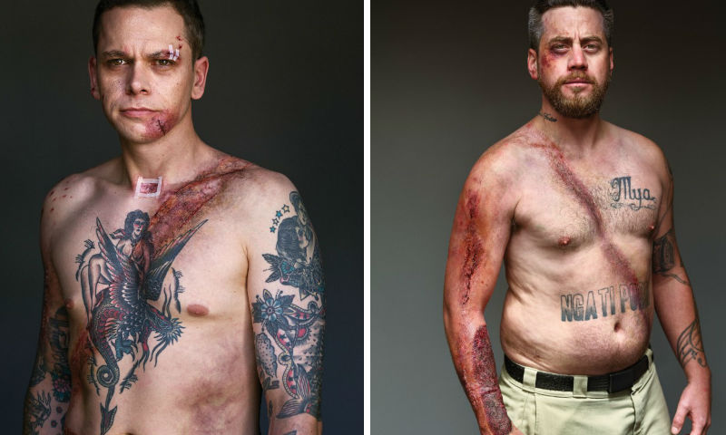 Портреты мужчин, которые выжили в аварии благодаря ремню безопасности мужчины