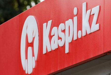 The Kaspi Bank logo in seen at the bank's branch in Almaty, Kazakhstan October 7, 2019. REUTERS/Pavel Mikheyev
