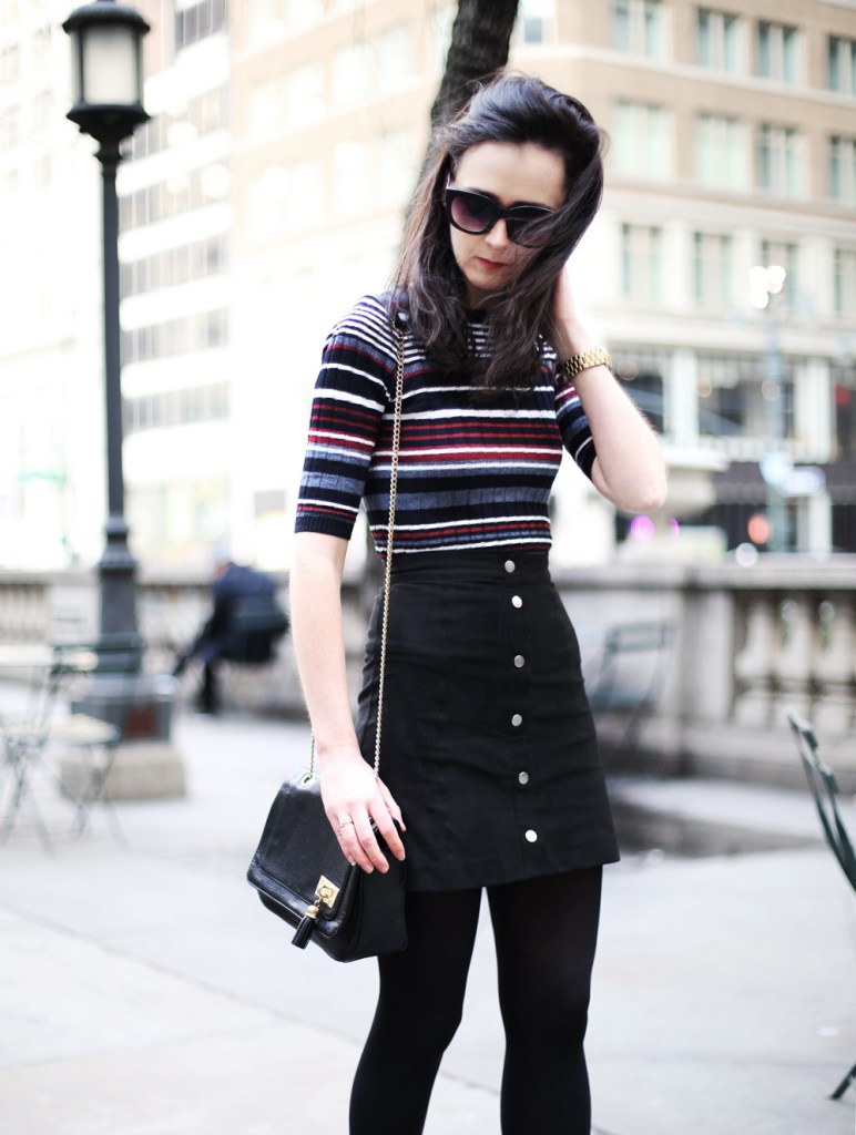Stripe Top and Button Up Skirt 8