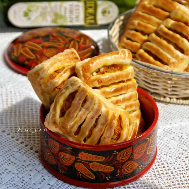 Слоёные пирожки с морковью выпечка,кулинария
