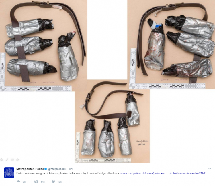 В Сети появились фото муляжей поясов смертников лондонских террористов