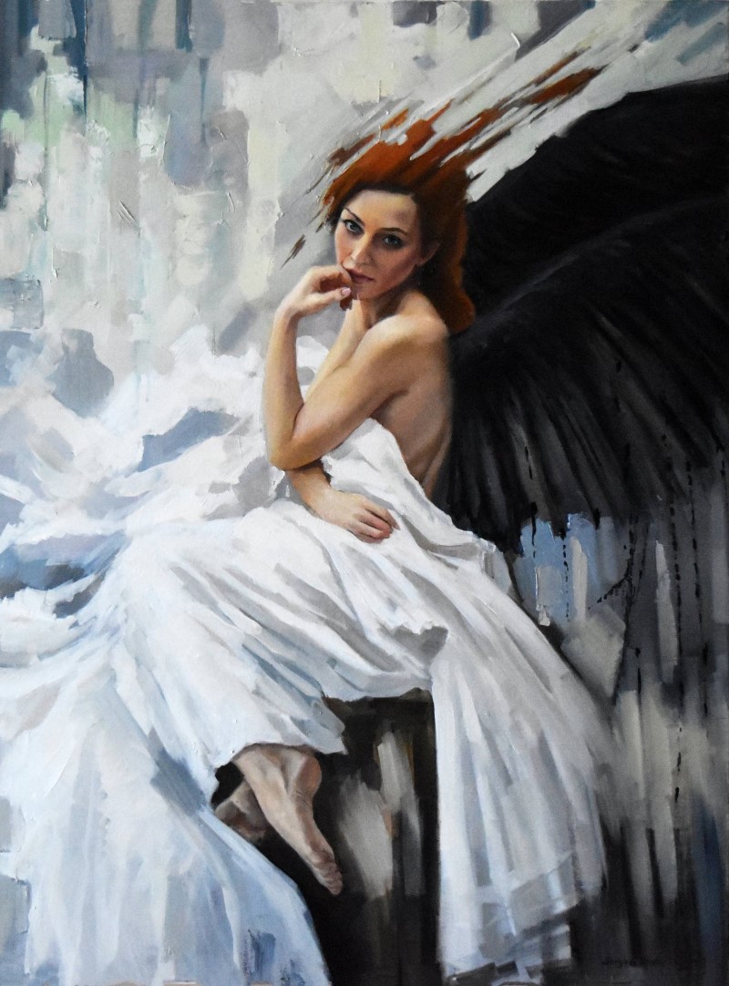 An angel with dark wings. Живопись, Холст, масло. Serghei Ghetiu
