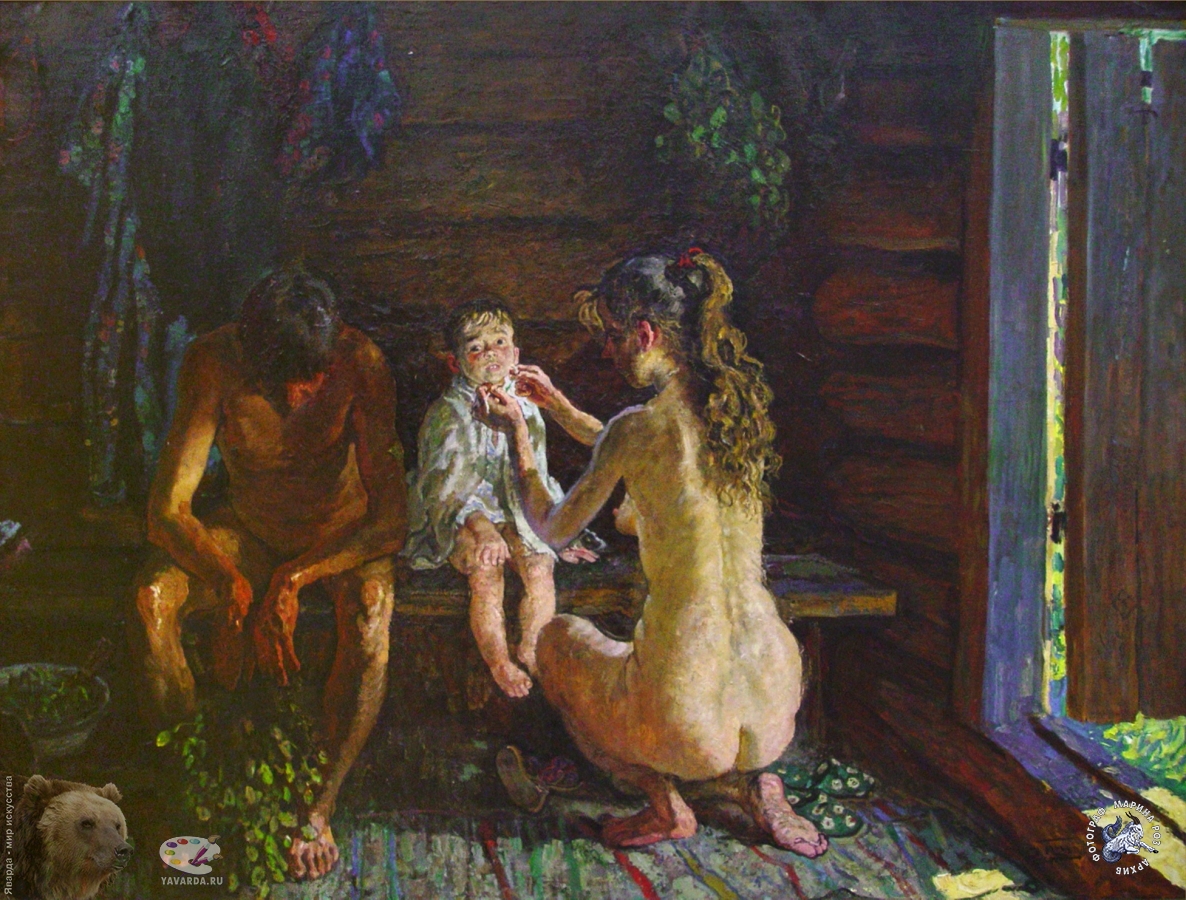 Алексей и Сергей Ткачевы. В бане, 1974