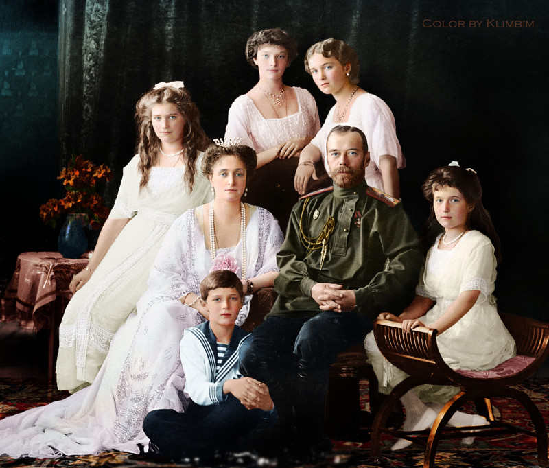 Cемья Николая II (1914) история, фото, цвет
