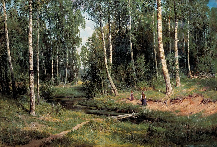 Ручей в березовом лесу. И. Шишкин. 1883. | Фото: allpainters.ru.