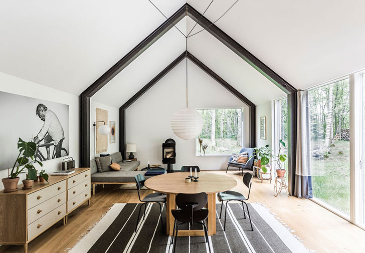 Современный летний домик посреди леса в Дании