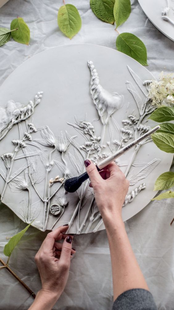   " "      #interiordecor # botanical #art #clay #plaster