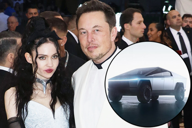 Будущее подъехало: Илон Маск и его девушка Граймс прокатились на "кибертраке"