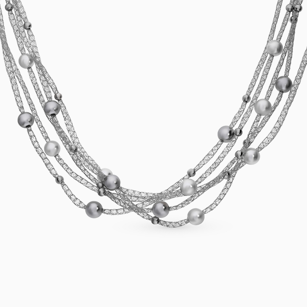 Ожерелье SL, серебро, жемчуг, кристаллы 