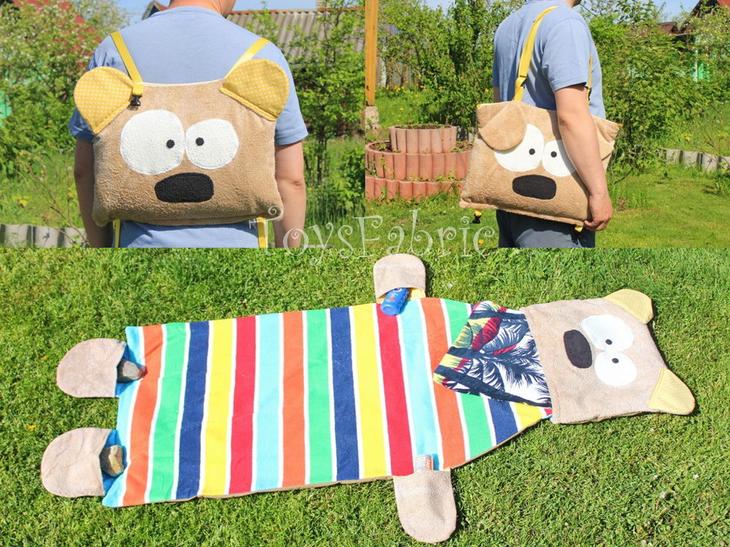 Шьем пляжную сумку-рюкзак с ковриком