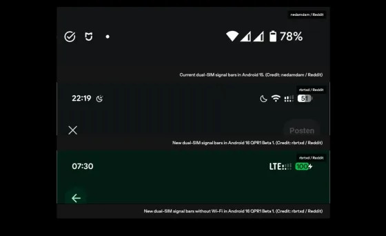 Android 16 изменил индикатор сигнала для двух SIM-карт по примеру Apple