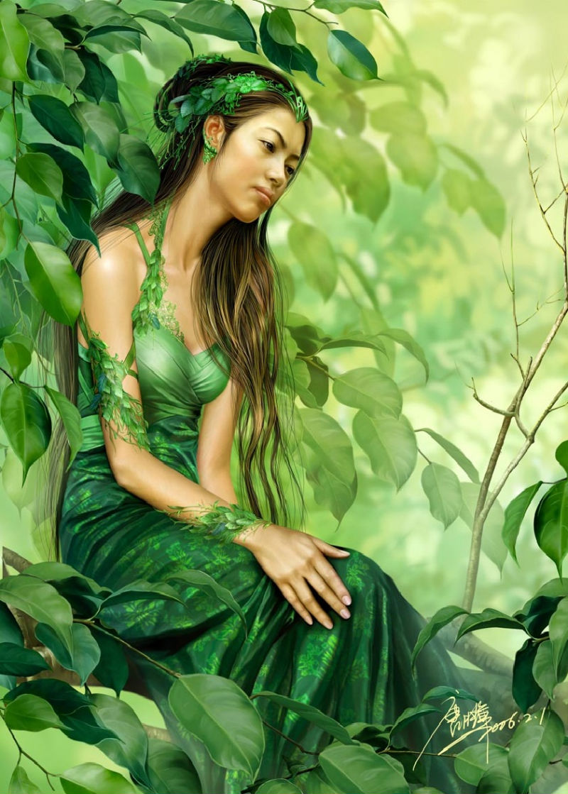 женщина в зеленом картинки