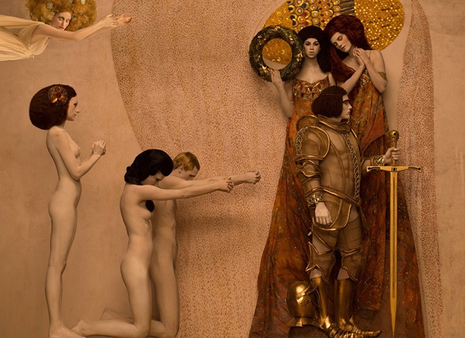Инсценировка картин Gustav Klimt с живыми моделями