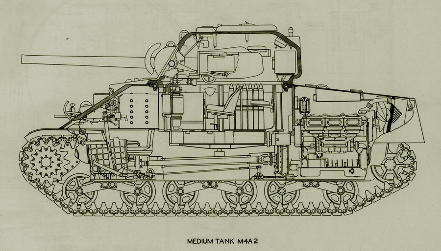 ​«Шерман» М4А2 в разрезе. Компоновка машины не отличалась от других представителей семейства - «Шерман» для русских и англичан | Warspot.ru