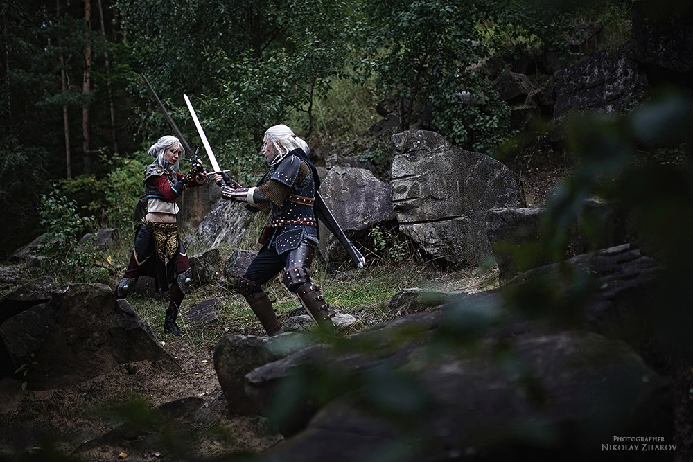The Witcher 3: Косплей на Цири и Геральта Ведьмак