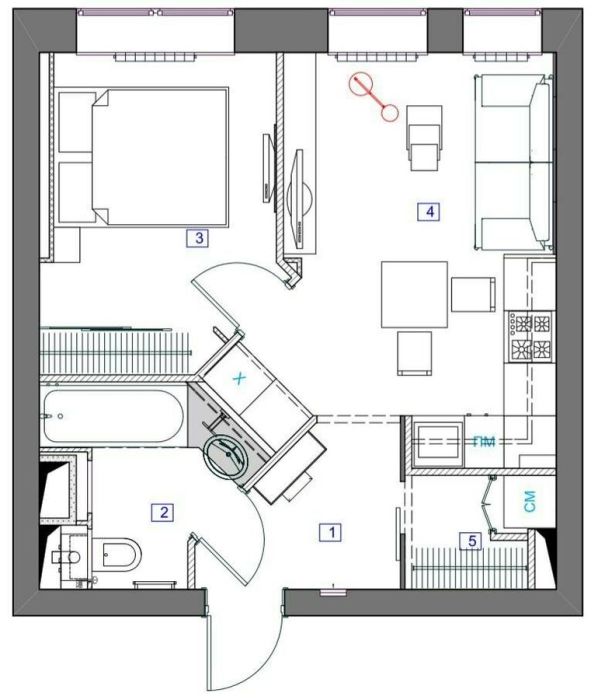Как на 32 кв. м обустроить функциональную двухкомнатную квартиру квартиры, удалось, стены, расположение, ванной, гостиной, оформление, создать, дизайнер, комната, стильную, сразу, сделали, небольшую, вдоль, можно, черновой, только, поэтому, часть