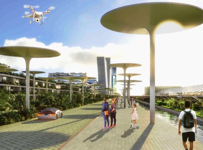 В городе будущего будут обустроены парки отдыха и развлекательные центры (визуализация Smart Forest City, Мексика). | Фото: stefanoboeriarchitetti.net.