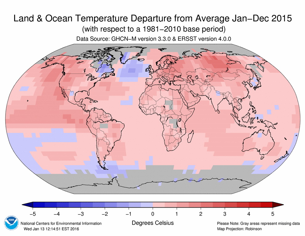2015 год - самый тёплый за всю историю метеонаблюдений