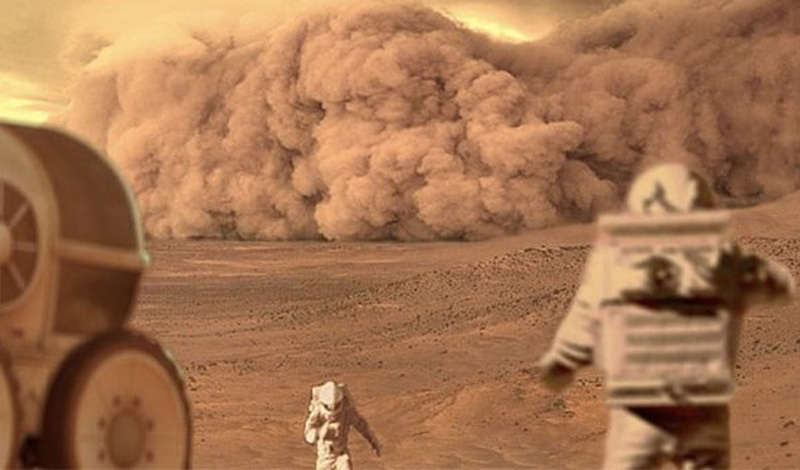 Марс властелин самых больших пылевых бурь в Солнечной системе. Они могут длиться в течение нескольких месяцев и охватывают всю планету.