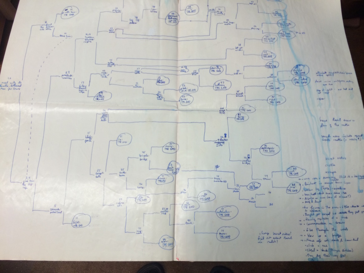 Leibold's map for <em&gtSabotage</em>, another Choose Your Own Adventure story. 