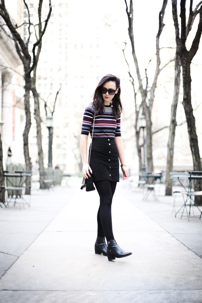 Stripe Top and Button Up Skirt 3