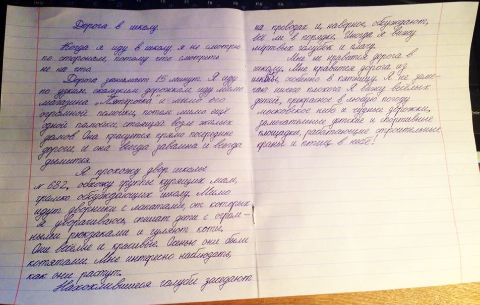 Сочинение школьницы «Дорога в школу» стало хитом