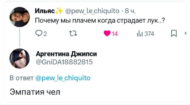 Прикольные комментарии: «Почему мы плачем, когда страдает лук?»