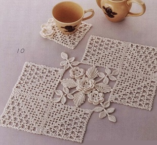 Салфетка ирландским кружевом