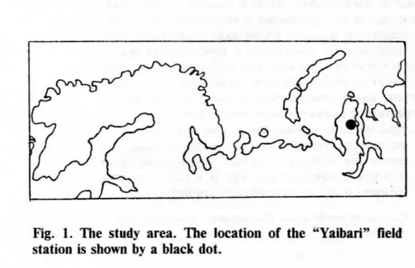 Рис. 1. Изучаемая территория. Чёрным кружком отмечено место положение полевой станции «Яйбари»