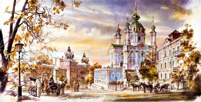Городские акварельные пейзажи художника Сергея Брандта акварель,город