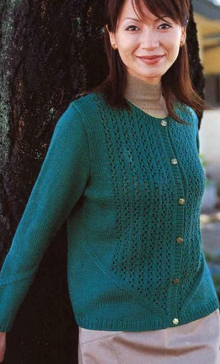 Изумрудный жакет спицами