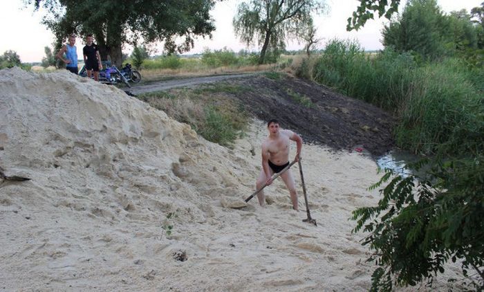 Делаем пляж на речке своими руками пляж, своими руками