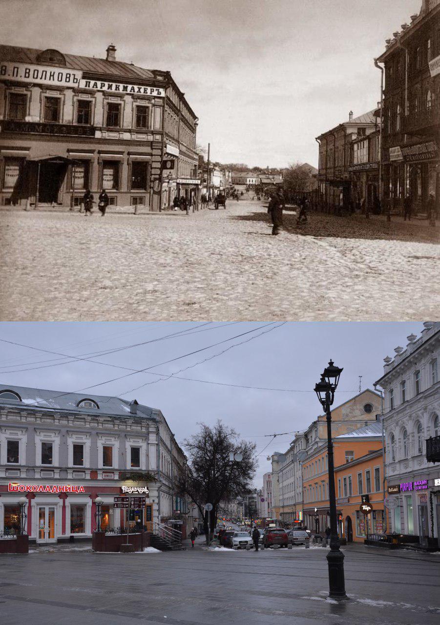 Что раньше было в мире. Покровка 19 век Нижний Новгород. Благовещенская площадь Нижний Новгород 19 век. Осыпная улица Нижний Новгород. Большая Покровская улица в Нижнем Новгороде.