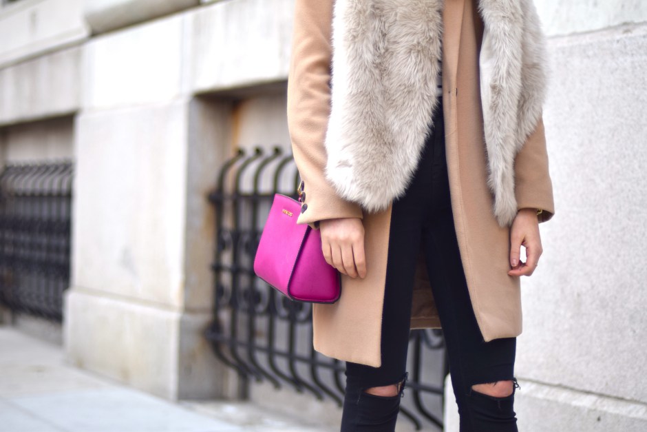 camel coat and fur stole 7